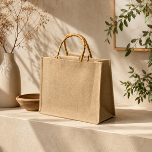 Bolsa de Yute Sólida EcoDari con Asas de Bambú, Tamaño Personalizable, Reutilizable y Ecológica, para Uso Diario en Bengala Occidental - Product Image 4