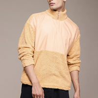 Pull zippé doublé en sherpa pour homme, avec empiècements contrastants, veste en peluche douce pour un usage décontracté en extérieur
