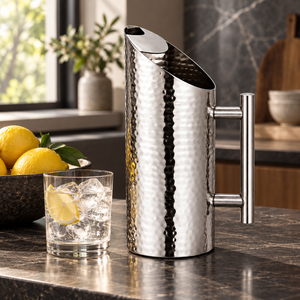 Pichet à eau en acier inoxydable martelé avec poignée, argenté, 1500-2000 ml, pour la maison, le bureau, l'hôtel - Product Image 4