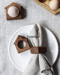Anillos de Servilleta de Madera Clásicos Hechos a Mano, Ecológicos, Duraderos, Decorativos para Mesa de Comedor, Tradebyd - Product Image 2