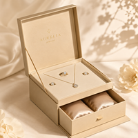 Boîte de rangement pour bijoux écologique haut de gamme réutilisable à double tiroir rigide avec doublure en éponge, finition mate, logo personnalisé UV