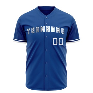 2026 New Custom Men Baseball Jersey Team Name Number Print Blue Polyester Button <b>Down</b> Sport Apparel - Product Image 3