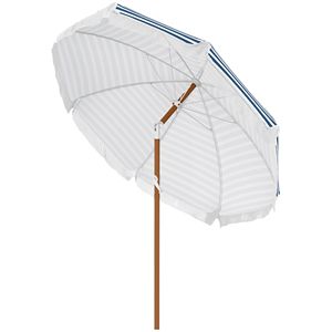 Elegante Ombrellone da Giardino Blu 7x7 piedi in Poliestere con Inclinazione e Ventilazione, Frange Decorative per un Migliore Arredo Esterno | - Product Image 1