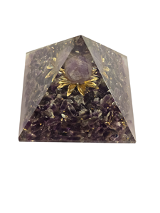 Agate <b>Pyramid</b> for Positive Energy, Crystal <b>Orgonite</b> Amethyst Healing Flower <b>Pyramid</b> With Amethyst Sphere for Chakra Healing - Product Image 1