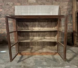 Vitrina de Madera con Puerta de Vidrio, Armario de Almacenamiento de Madera Maciza, Mueble de Exhibición Rústico para Comedor, Cocina, Interior del Hogar - Product Image 4