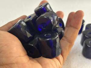 Cuentas de Vidrio Rusas Facetadas Azules de 25 mm con Orificio Grande para Joyería Tribal, Diseños de Estilo Nativo, Uso Artesanal, Embalaje en Caja, Conífera - Product Image 3