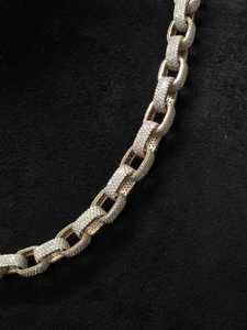 Chaîne à maillons de 9 mm en argent 925 plaqué or rose, collier serti de diamants de laboratoire VVS1, 57 carats au total, lourd (120 g), bijoux personnalisés - Product Image 6
