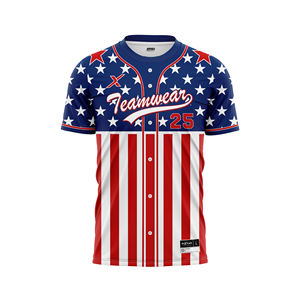 Personnalisable Vintage Baseball Jersey USA Drapeau Pull Style Conception Sans Couture Sans Boutons Respirant Actif Tops pour les Équipes Événements - Product Image 1