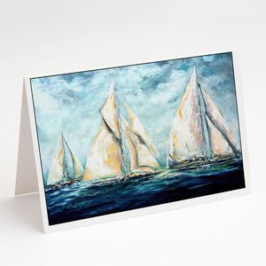 Cartes de vœux The Last Mile Sail Boats Lot de 8 cartes de note vierges A7 fantaisistes avec enveloppes Taille 5x7 - Product Image 1