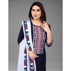 ATRACTIVE MAGIC ALGODÓN PRINT LACE WORK TOP BOTTOM CON DUPATTA AZUL - Product Image 3