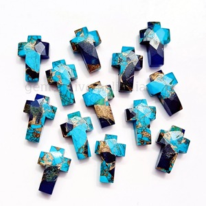 Turquesa Azul Cobre AAA, Gema Tallada a Mano en Forma de Cruz, 15MM, Gema Suelta Tallada para Joyería, Precio al por Mayor, Suministro a Granel - Product Image 6