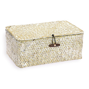 Custom sizes seagrass <b>foldable</b> storage boxes premium wood lidded gift box Vietnam handicraft - Product Image 1