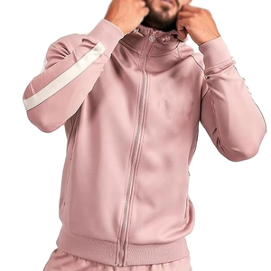 Ropa Deportiva Casual de Alta Calidad al Por Mayor a Bajo Precio para Hombre, Conjuntos Deportivos para Correr, Diseño a Rayas, Trajes de Algodón con Cierre de Cremallera, 2 Piezas - Product Image 4