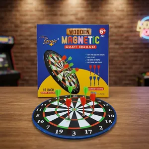 Jeu de fléchettes magnétiques en bois Toys Genie, 15 pouces, avec 6 fléchettes, sûr pour les enfants et les adultes, jeu de cible double face pour intérieur et extérieur - Product Image 3