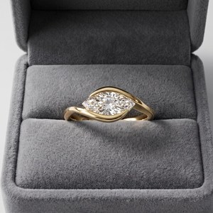 Bague en or jaune 14 carats avec diamant taille marquise unique de 3,02 carats, cultivé en laboratoire, pour mariage, anniversaire, cadeau de fête - Product Image 4