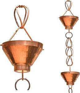 Chaîne de pluie en cuivre poli, design minimaliste, pour drainage extérieur moderne - Product Image 1