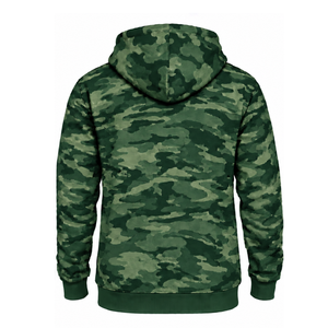 เสื้อฮู้ดลายพรางสีเขียวป่าสำหรับผู้ชาย เสื้อสเวตเชิ้ตผ้าฟลีซพิมพ์ลายพรางแบบกำหนดเอง มีกระเป๋าจิงโจ้ เชือกผูกเอว สวมใส่สบายๆ สำหรับกิจกรรมกลางแจ้ง - Product Image 2
