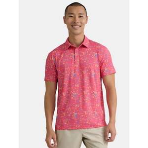 Camisa de Golf de Manga Corta para Hombre, Roja, con Estampado por Transferencia Térmica, Tejido Transpirable, Logotipo Frontal, Poliéster/Algodón 180g - Product Image 1