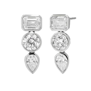 Wholesale 14K/18K Yellow Gold 2.5 ct Lab Grown Diamond Earrings Studs Gold Multi Shape Drop Earrings Bezel <b>Set</b> Dangle Earring - Product Image 2