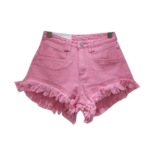 Pantalones Cortos de Mezclilla para Mujer, Cintura Alta, con Borlas, Transpirables, Ajustados, Estilo Casual, Rectos, con Bordes Deshilachados, Verano 2024 - Product Image 5