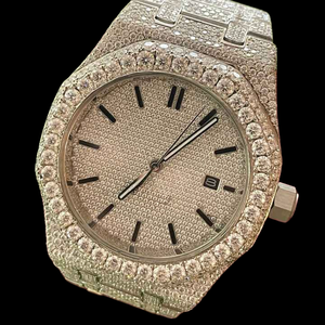 Nuevo Reloj de Pulsera para Hombre con Diseño Exclusivo, Completamente Adornado con Diamantes de Moissanita, Esfera Redonda de Cristal, Movimiento de Cuarzo - Product Image 4