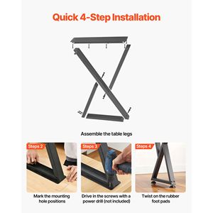 Gambe per Mobili in Acciaio 74 cm (H) x 47 cm (L), Design Modulare, Facile Montaggio, Carico Massimo 1000 kg, Robuste a Z per Stile Rustico/Country - Product Image 6