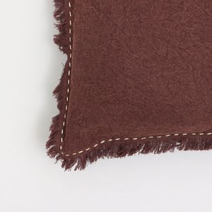 Cuscino Decorativo 22X22 in Lino Stonewashed con Bordi Lavorati a Mano e Frange, Elegante e di Stile - Product Image 4