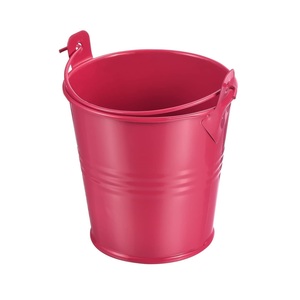 Seau en métal rouge rosé avec poignée, support pour fournitures artisanales, seau de rangement décoratif pour événements, école, fête, maison, jardin, décoration de mariage - Product Image 1