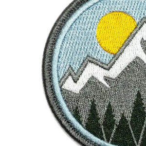 Circular Embroidered Mountain <b>Patch</b> With Sun And Trees <b>Sew</b>-<b>On</b> Applique For Gifts - Product Image 2