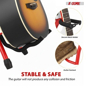 5Core Guitar Stool 3.15" <b>Padded</b> <b>Chair</b> Foldable Heavy Duty Music Seat Built in Foot Rest Guitar Stand - Product Image 5