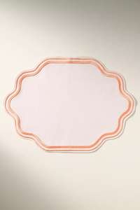 Manteles individuales Bearfit hechos a mano con bordado Madline, 100% algodón, lona orgánica, ecológicos, estilo europeo, con rayas azules - Product Image 3