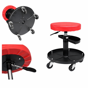 Tabouret roulant pneumatique de garage 300 lb avec plateau de rangement, siège d'atelier réglable pour mécanicien GAPGAR039 - Product Image 1