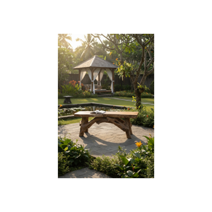 Banc en racine de teck rustique fait main, mobilier d'extérieur pour villa, avec une esthétique naturelle et un charme robuste ARTERRA - Product Image 5