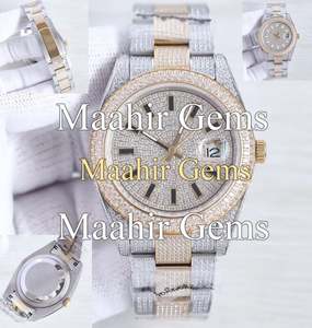 Montre pour homme en acier inoxydable, étanche 10 bars, avec boîtier entièrement serti de diamants Moissanite VVS, entièrement automatique, de luxe, personnalisée, en promotion - Product Image 4