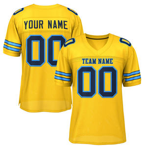 Maillots de football américain personnalisés tendance avec nom de l'équipe, logo, numéros, bandes sur les manches, en polyester mesh à séchage rapide, sublimation OEM - Product Image 2