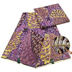 6 Yards 100% Coton Super Pailleté Tissu Imprimé Wax Africain Afrique Pagne Peigné Technique Tissé Uni Extensible - Product Image 4