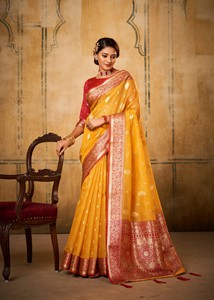 Soft Tusser Silk Traditional Kalamkari Weaving <b>Saree</b> with <b>Blouse</b> for Party Wedding & Diwali - Product Image 6