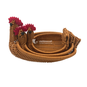 Handmade Chicken-Shaped Rattan Fruit Basket, Artisanal Kitchen Decor & Sustainable Gift Idea - Product Image 1