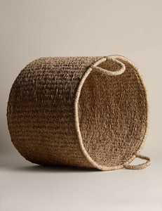 Panier de rangement rond en jonc de mer durable, tressé à la main, naturel, avec poignées, pour la maison, la chambre, la salle de bain, vente en gros - Product Image 2