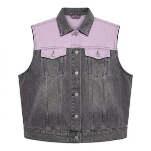 เสื้อกั๊กยีนส์ผู้หญิงแบบขายส่ง สีเข้ม ผลิตแบบ OEM รับผลิตแบรนด์ส่วนตัว สำหรับร้านค้าบูติกในสหรัฐอเมริกา - Product Image 4