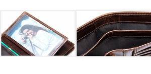 Vintage Full Grain Genuine Leather Tri Fold <b>Wallet</b> <b>Men</b> Custom Logo Leather <b>Card</b> Holder Slim <b>Mens</b> Billfold LTW-0137 - Product Image 2