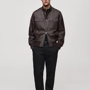 Clush 2026 Bestselling <b>Long</b> Sleeve <b>Men's</b> Leather <b>Jacket</b> Stand Collar Front Premium Quality Vintage Custom Streetwear Winter - Product Image 4