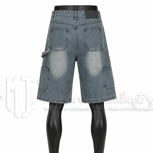 Pantalones Cortos de Mezclilla Azules Personalizados para Hombre, Estilo Baggy, Tipo Cargo, Corte Holgado - Product Image 2