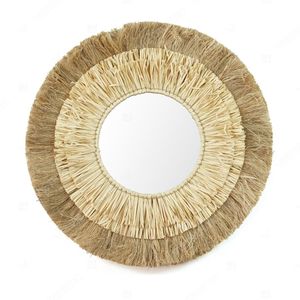 Espejo de paja con doble borde de algas marinas para decoración del hogar, espejo de paja para decoración de la sala de estar - Product Image 2