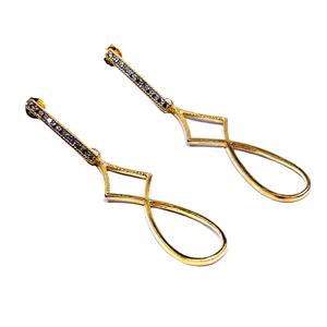 Classic Elegant White Topaz Gemstone Earrings Traditional Sterling Silver 925 Gold Plated Engagement Trendy Unique for Weddings - Product Image 1