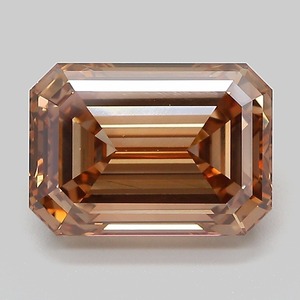 Diamant de laboratoire de couleur marron fantaisie taille émeraude 3,82 ct VVS2 |   Bague de fiançailles en diamant brun champagne poli, taille EX, sertie de diamants lâches - Product Image 1