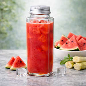 Botella de Plástico Cuadrada Transparente de 300 ml, PET VD300-33, de Grado Alimenticio y Ecológica, para Jugos y Bebidas - Product Image 1