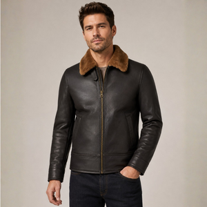 Chaqueta de Cuero de Cordero Premium para Hombre con Forro Interior de Piel Sintética Suave - Product Image 1