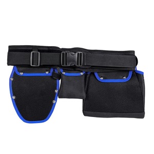 Ceinture à outils robuste avec plusieurs poches, noire et bleue, équipement de travail pour les tâches de menuiserie et de construction - Product Image 5