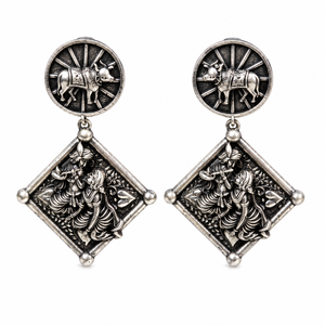 Best Price <b>Oxidized</b> Silver Dangle Earrings with Monalisa Stone Antique Style Wedding Gift for Women Jewelry Wholesale Supplier - Product Image 1